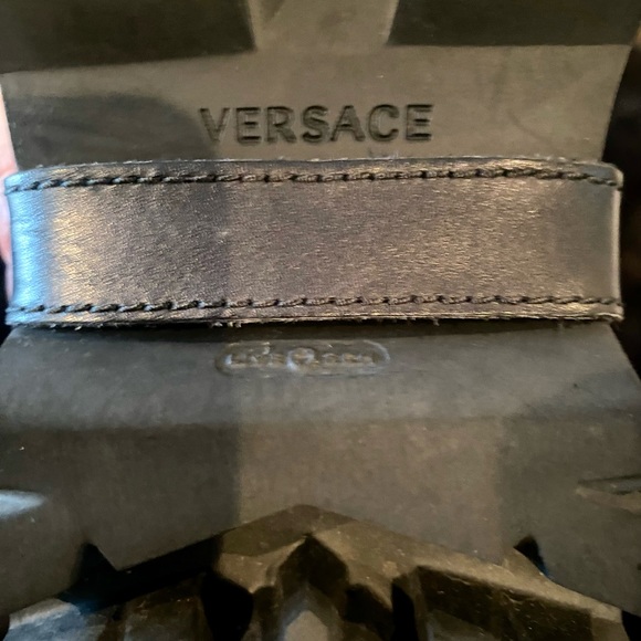 Versace. Medusa-plaque ankle boots.
